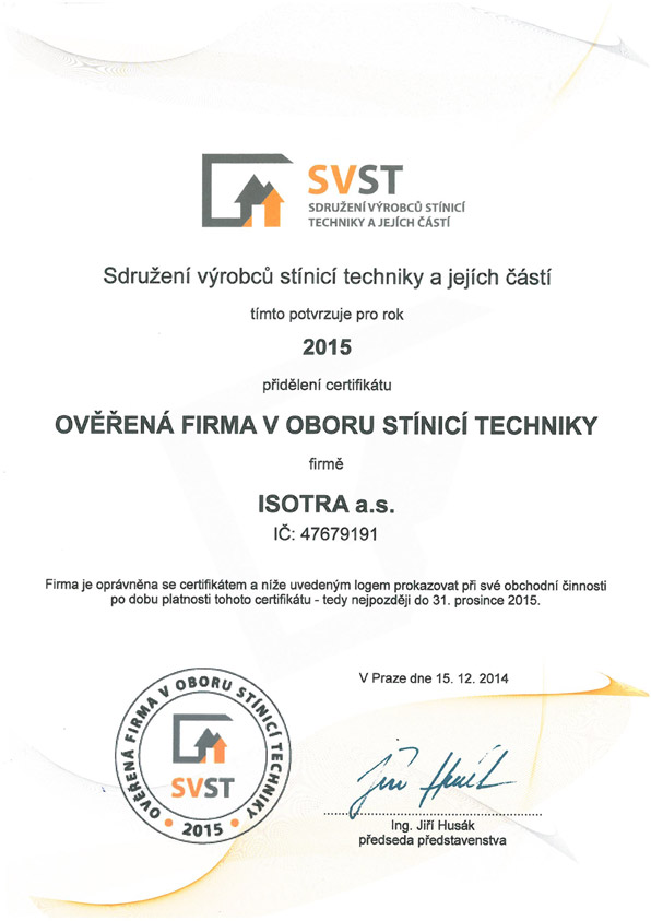 Certifikát - Oveřená firma