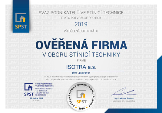 Ověřená firma v oboru stínicí techniky
