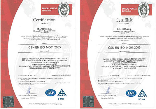 Certifikace ČSN EN ISO 14001
