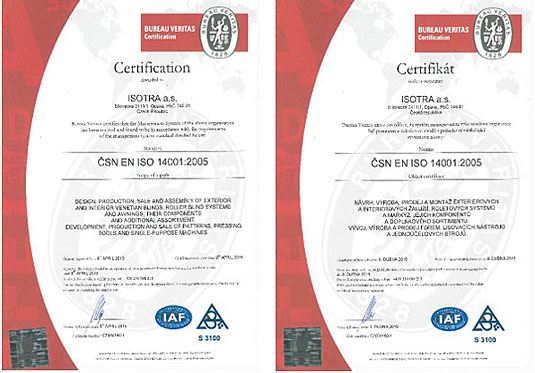 Certifikace ČSN EN ISO 14001
