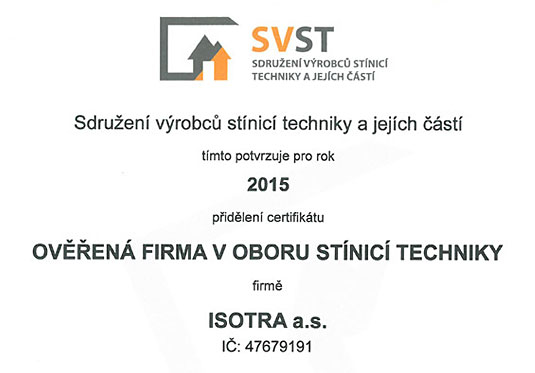 ISOTRA – Ověřená firma v oboru stínicí techniky
